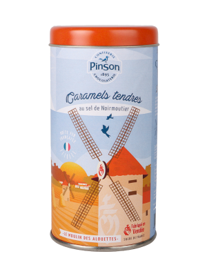 Boite fer orange le moulin des alouettes caramel tendre