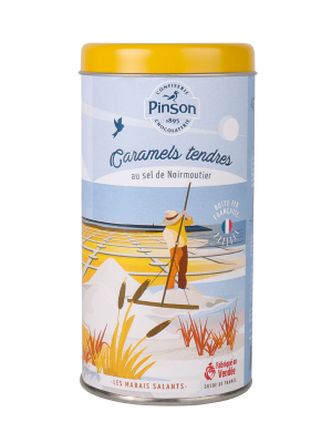 Boite fer jaune caramels les marais salants