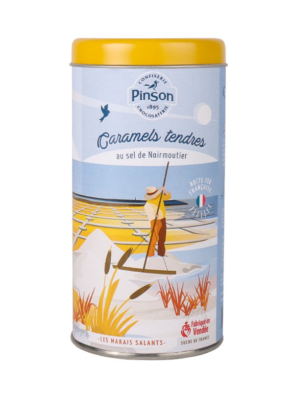 Boite fer jaune caramels les marais salants