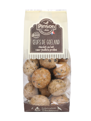 Oeufs de goeland chocolat au lait cœur feuilleté praliné