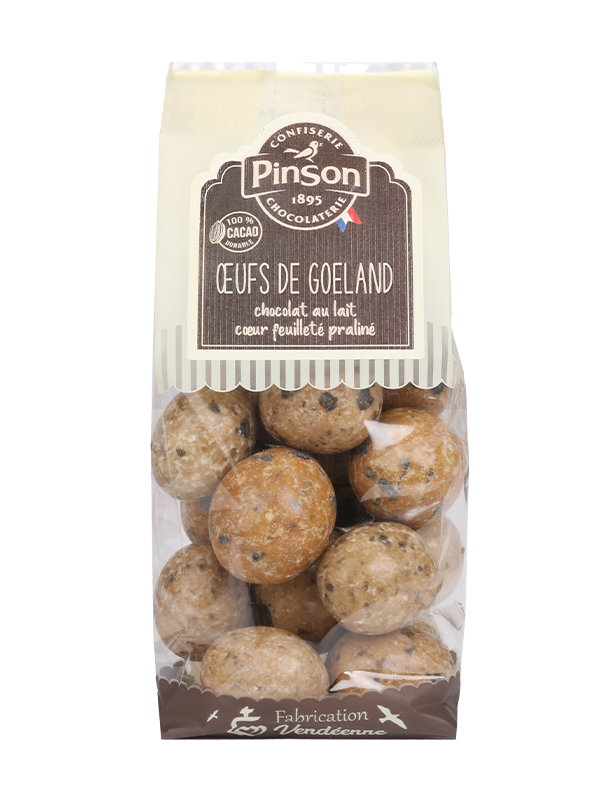 Oeufs de goeland chocolat au lait cœur feuilleté praliné