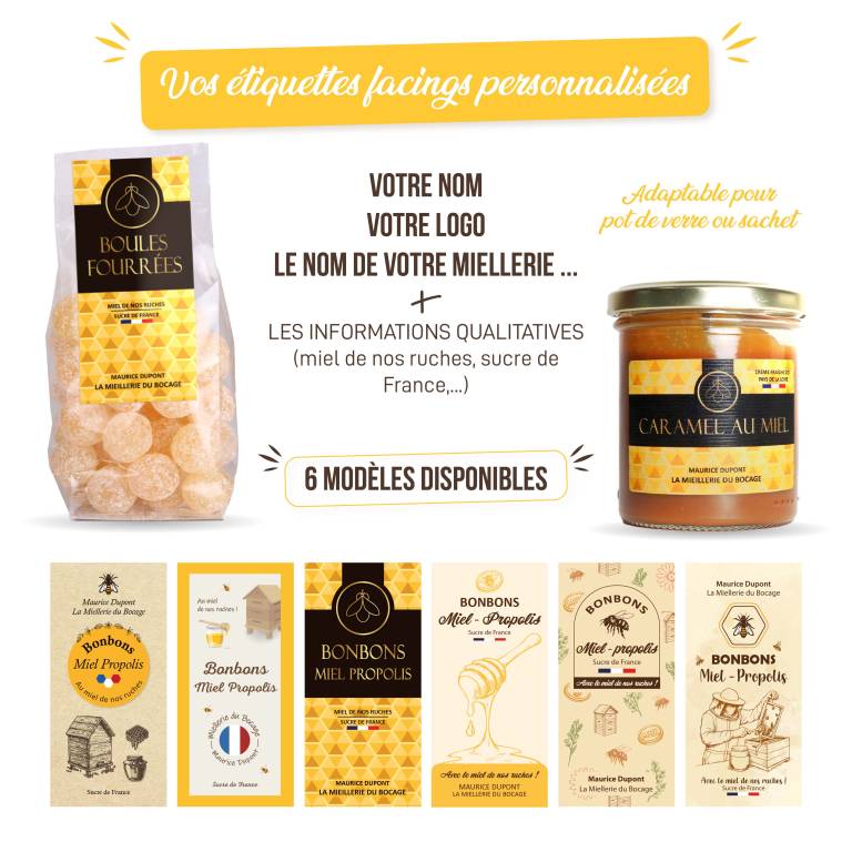 étiquettes facing bonbons au miel